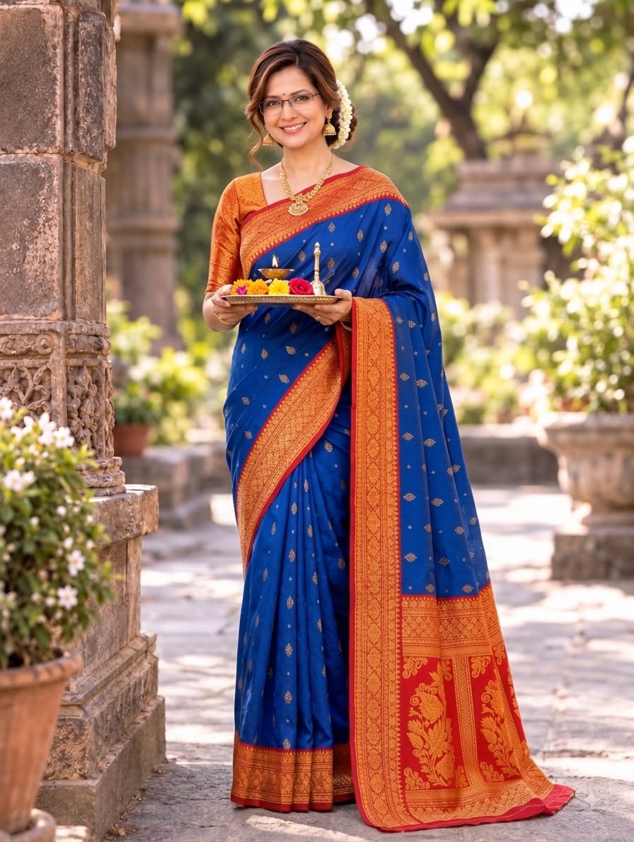 kanjivaram floral silk saree