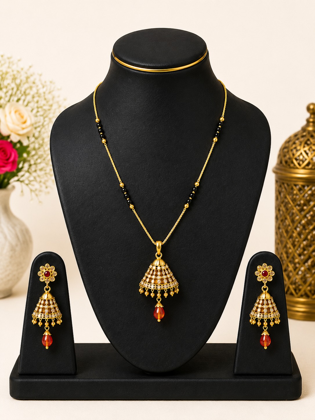 AD stone floral mangalsutra
