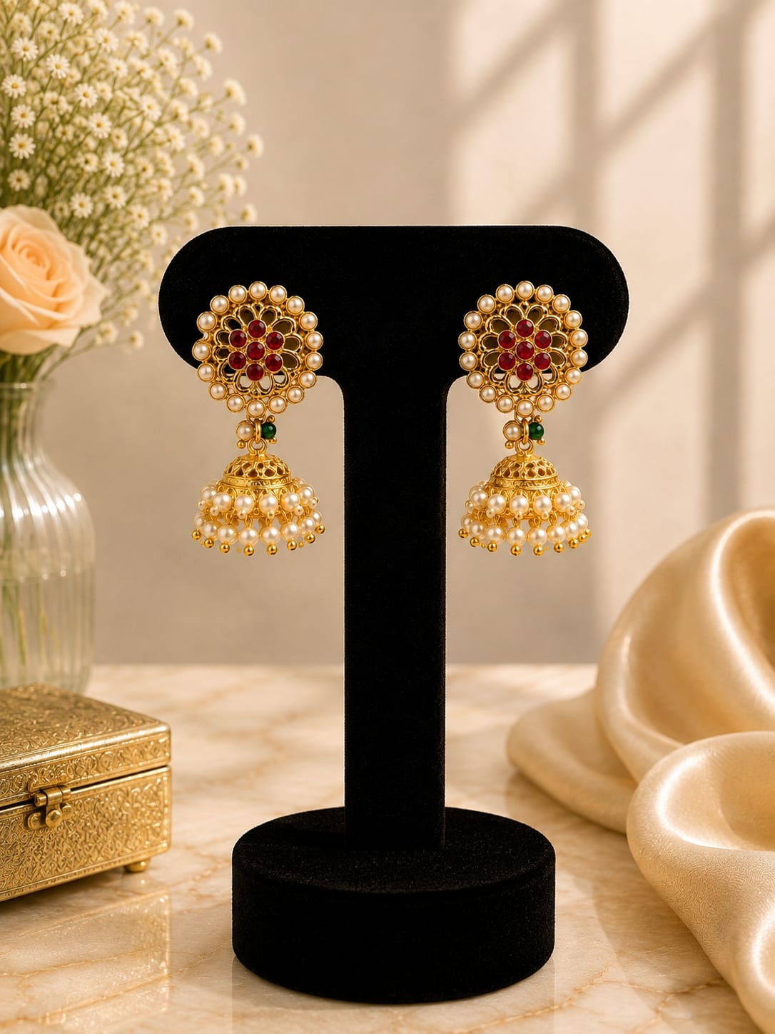Classic Ruby Jhumkas