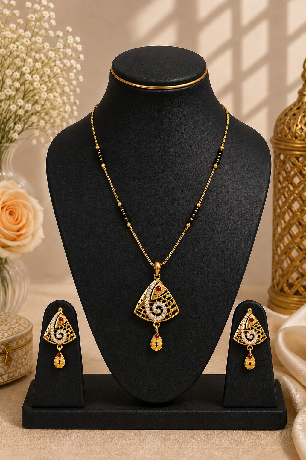 Floral AD Stone Mangalsutra