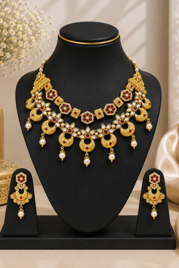 Layered Rajwadi Necklace Set