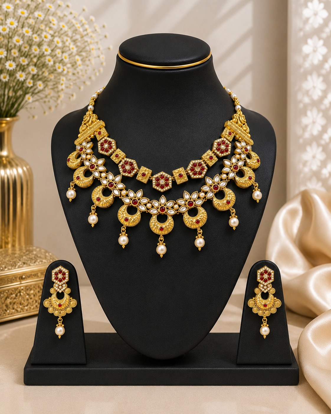 Layered Rajwadi Necklace Set