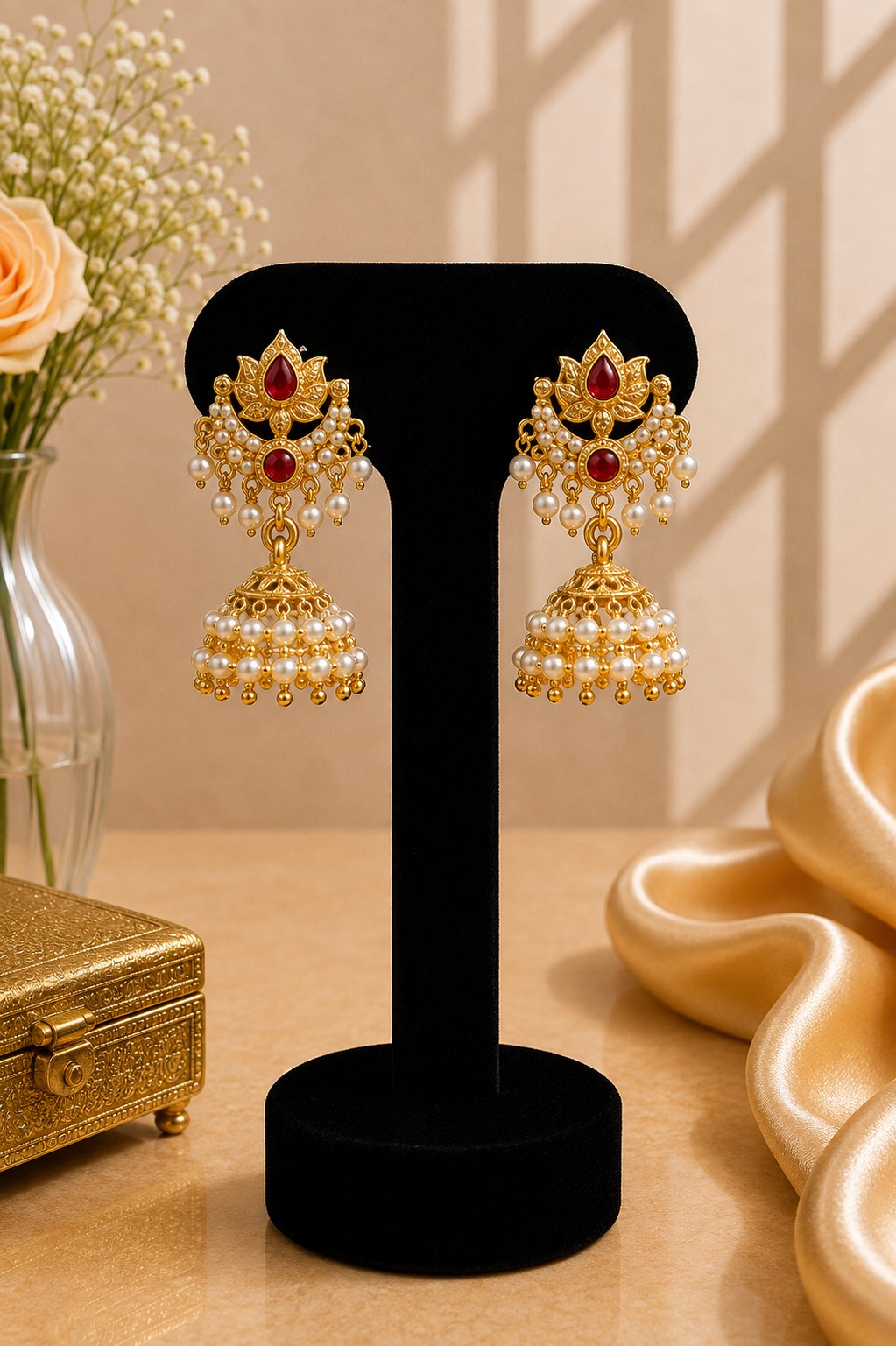 Lotus Pearl Jhumka