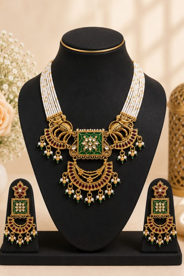 Rajwadi Pearl Necklace Set