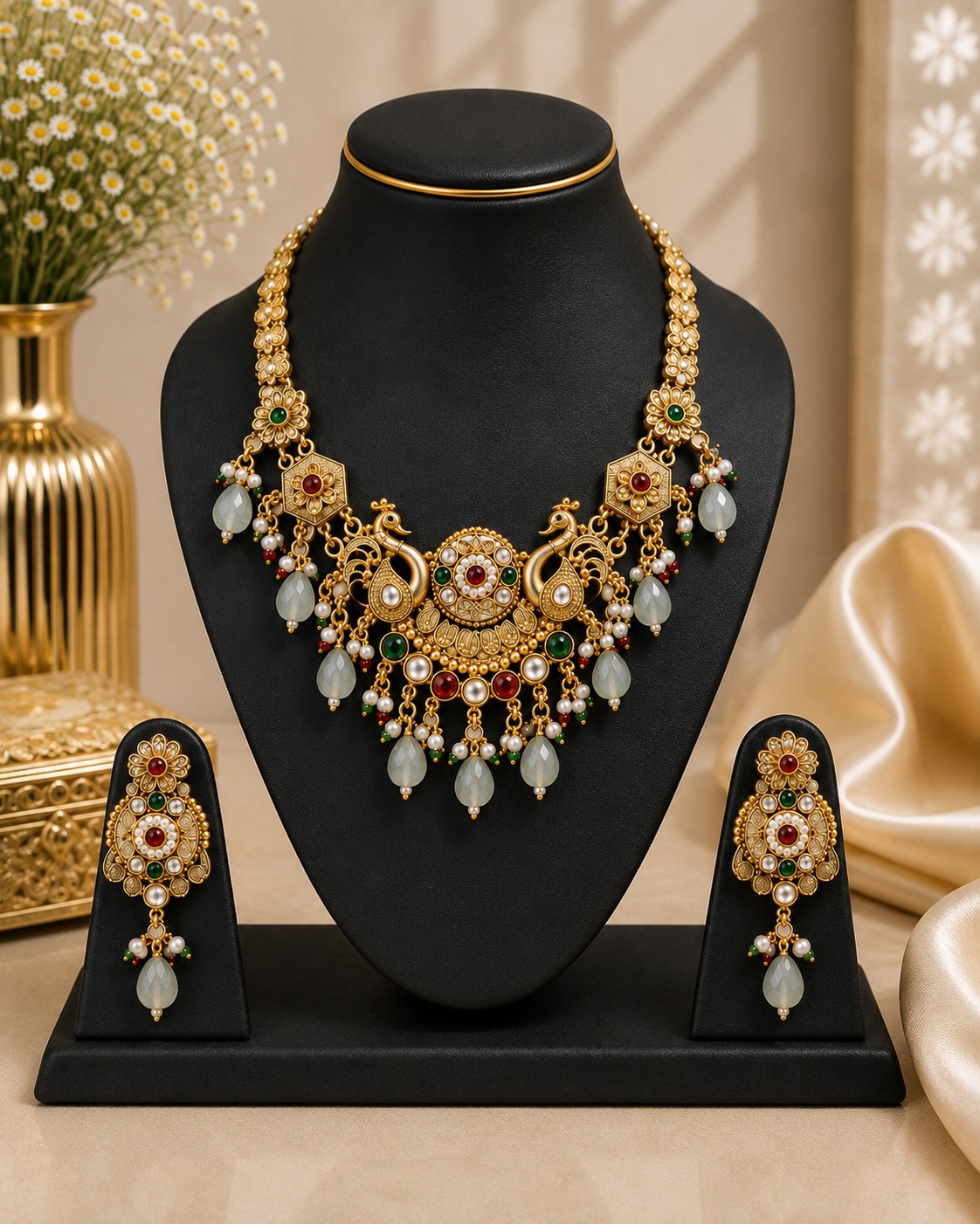 Royal Peacock Kundan Necklace Set