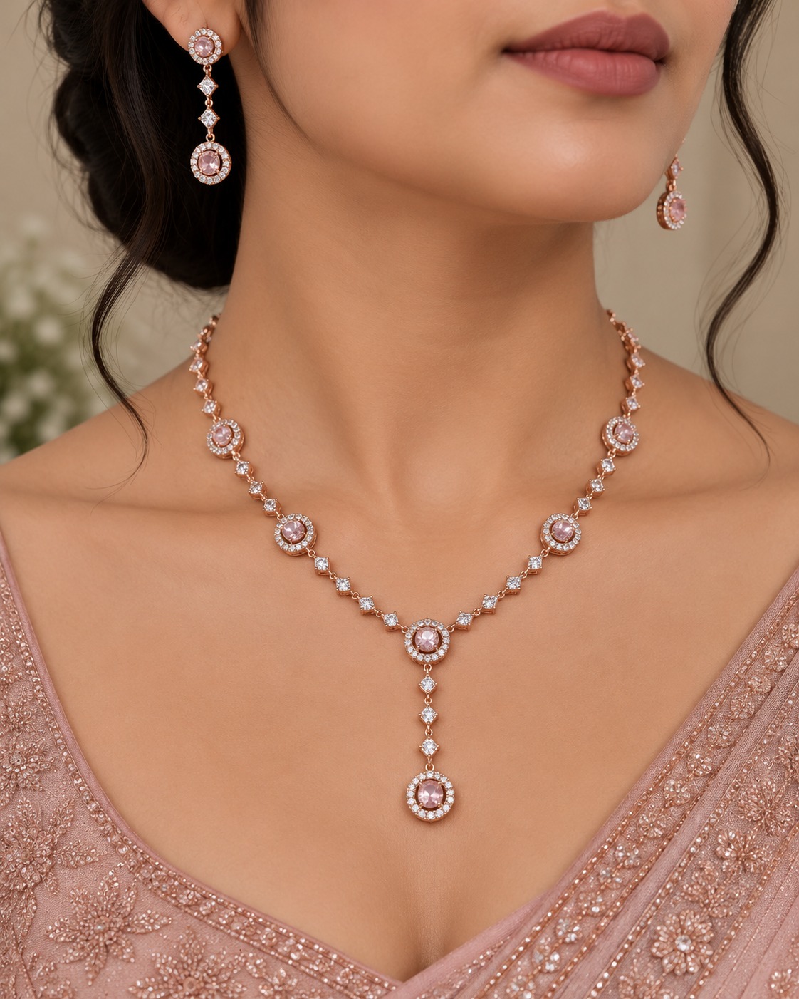 White Stone AD Necklace