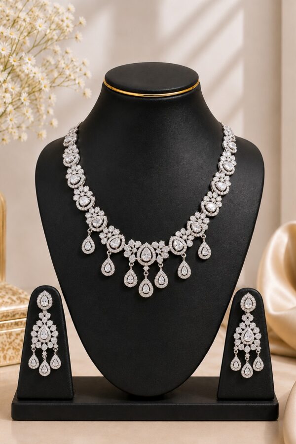 White Stone Floral Necklace