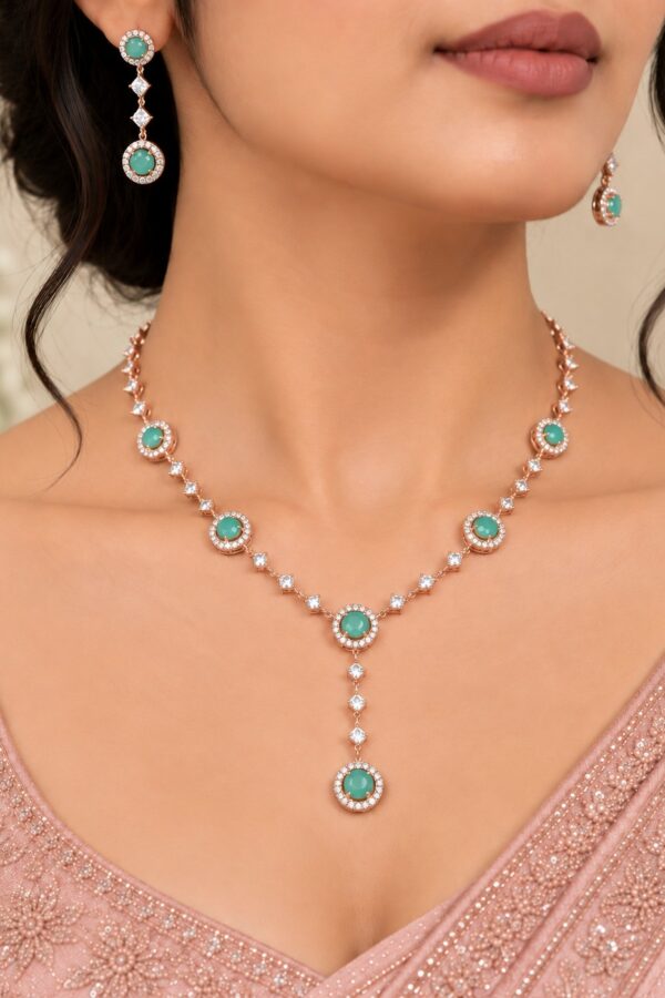 aqua green stone ad necklace set