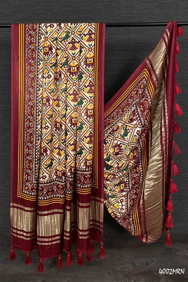 gaji silk dupatta golden marron