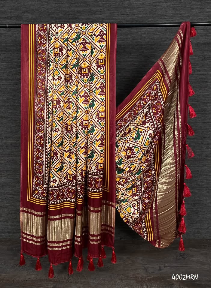 gaji silk dupatta golden marron