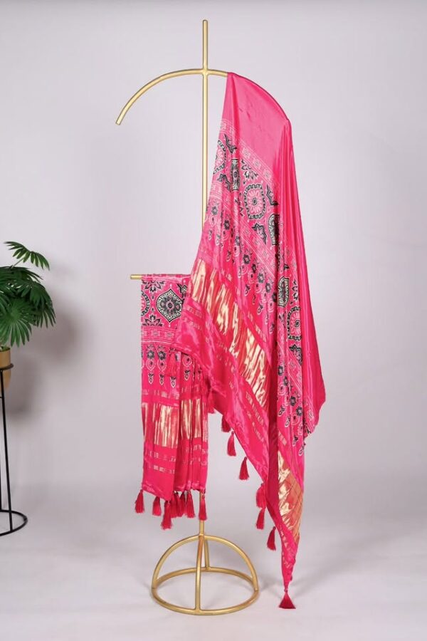 gaji silk dupatta pink golden