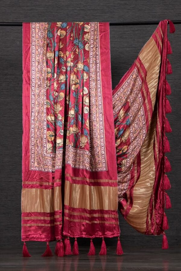 Rani Pink Kalamkari Gaji Silk