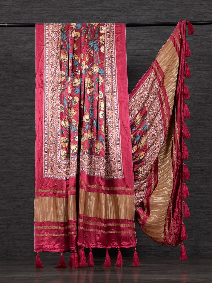 Rani Pink Kalamkari Gaji Silk