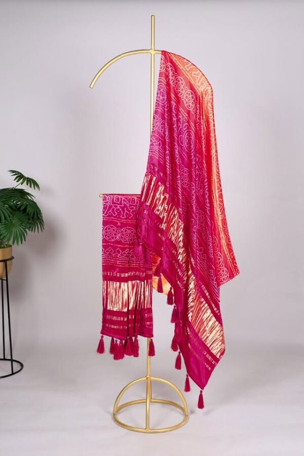 gaji silk dupatta red orange