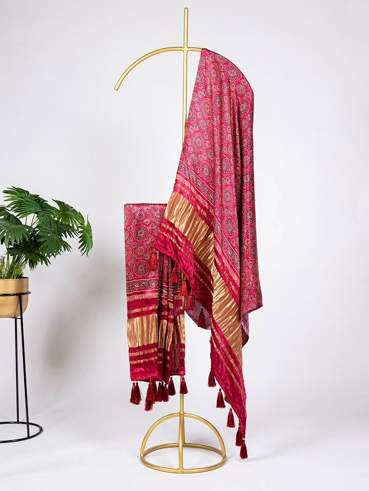 gaji silk dupatta red