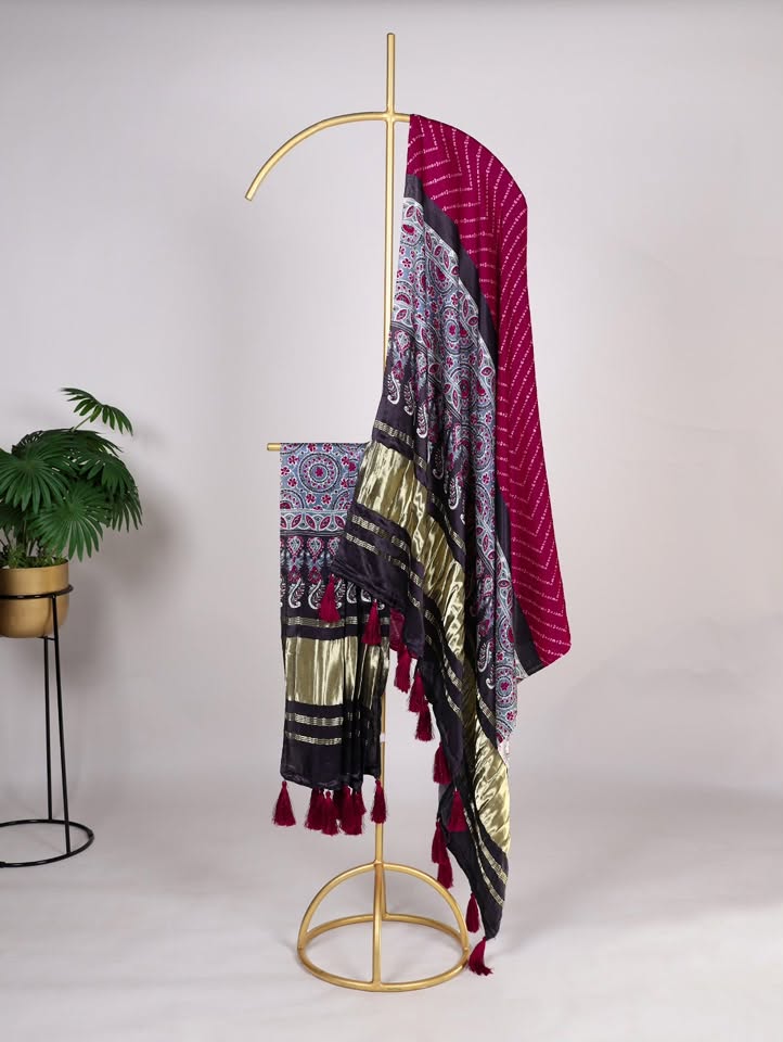 gaji silk dupatta wine