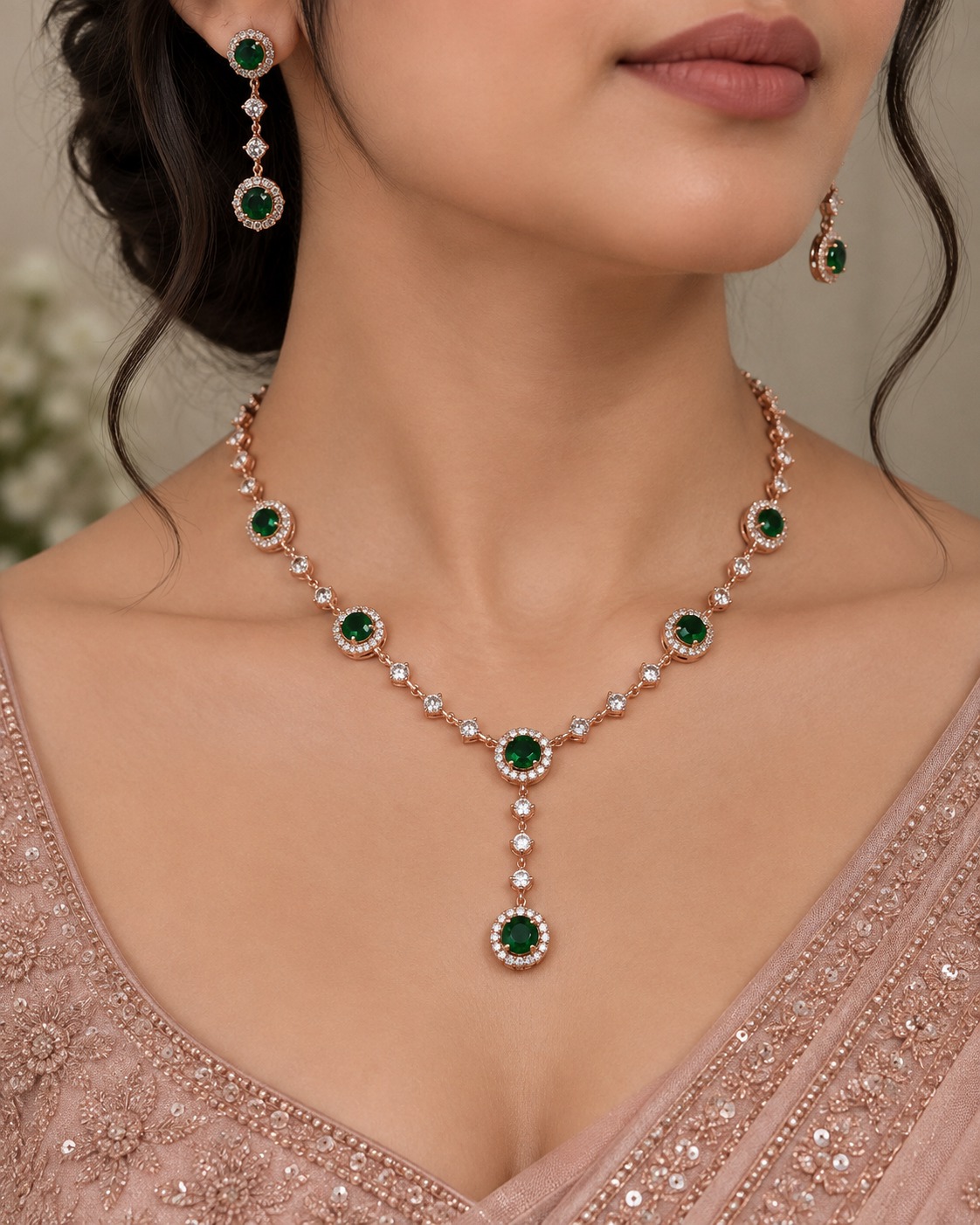 green emerald ad necklace