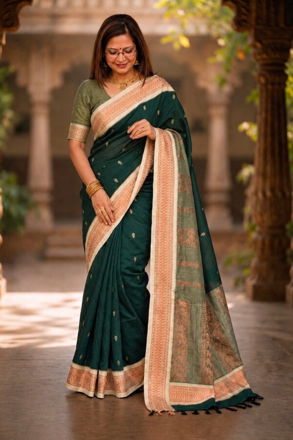green gadwal cotton sare