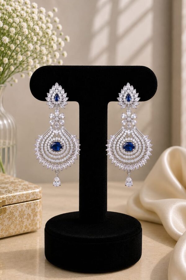 Blue Floral Chandelier Earrings