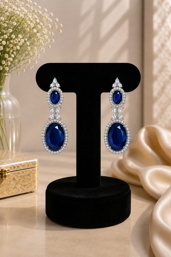 Blue Oval Drop Earrings