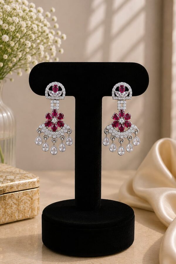 Burgundy Crystal Chandelier Earrings