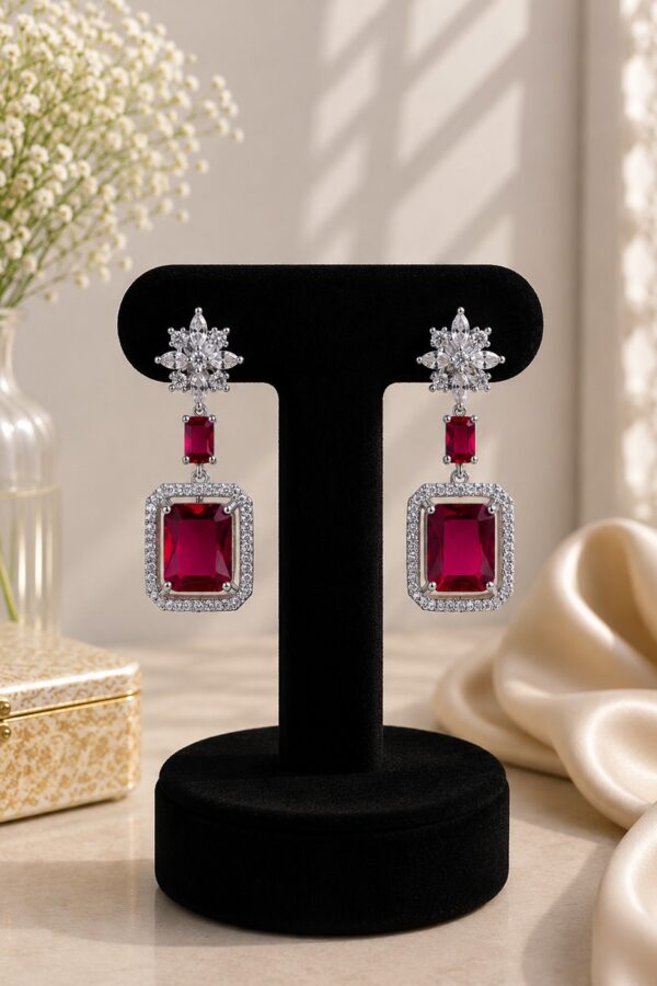 Burgundy Crystal Drop Earrings