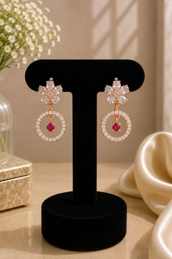 Circle Floral Drop Earrings