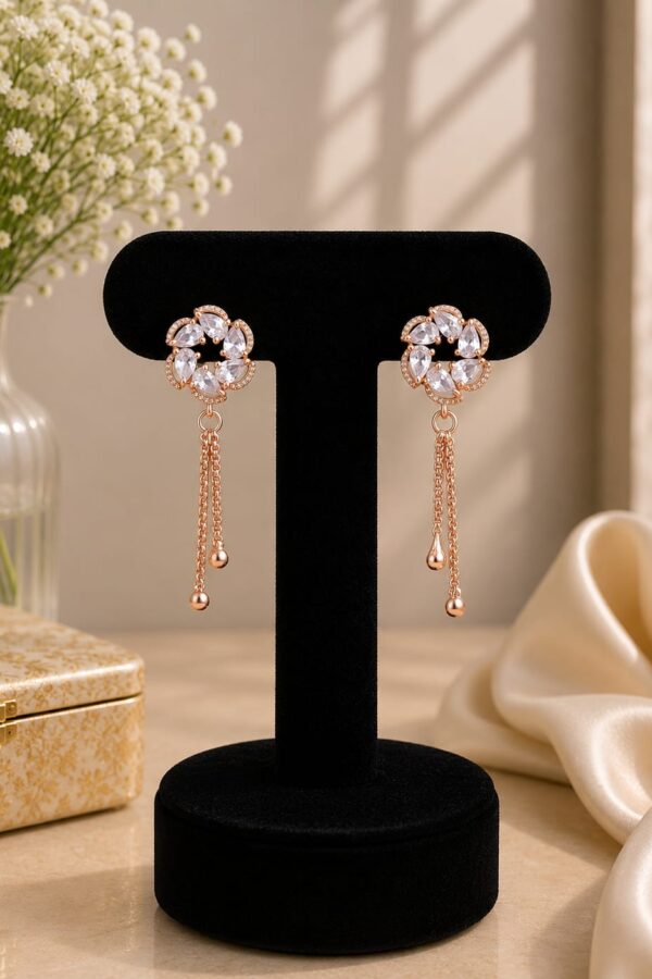 Crystal Bloom Chain Drop Earrings