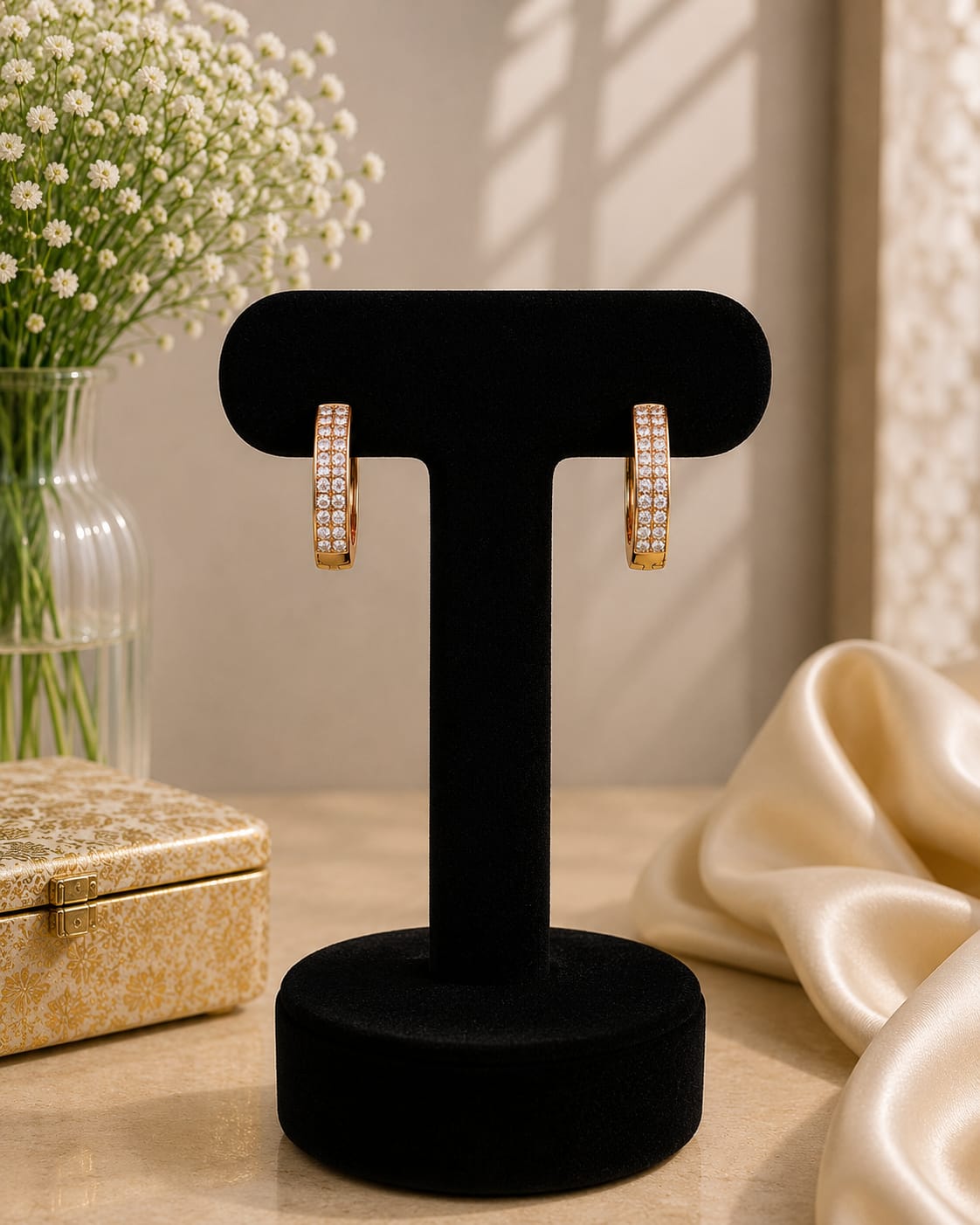 Crystal Panel Hoop Earrings