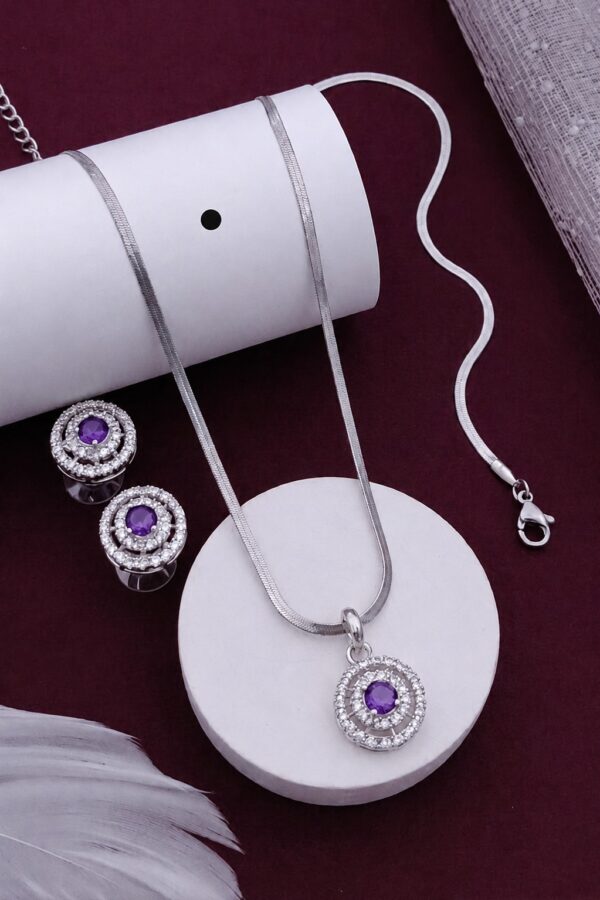 Double Halo Violet AD Pendant Set