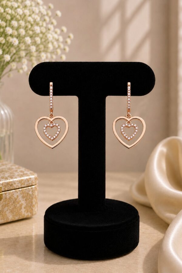 Double Heart Drop Earrings