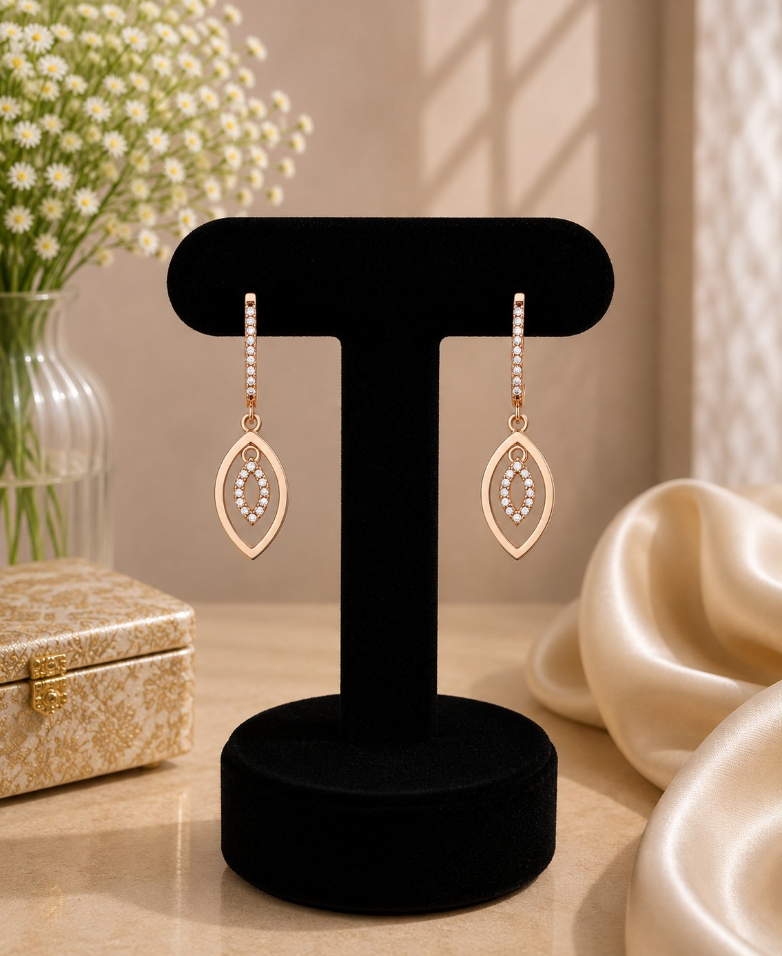 Double Leaf Drop Earrings