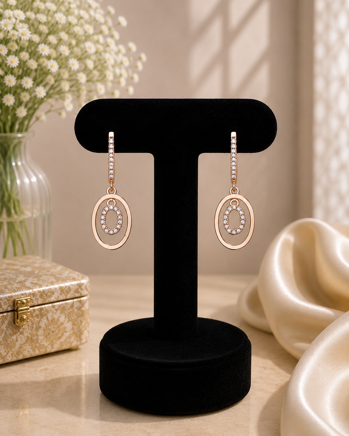 Double Oval Drop Earrings