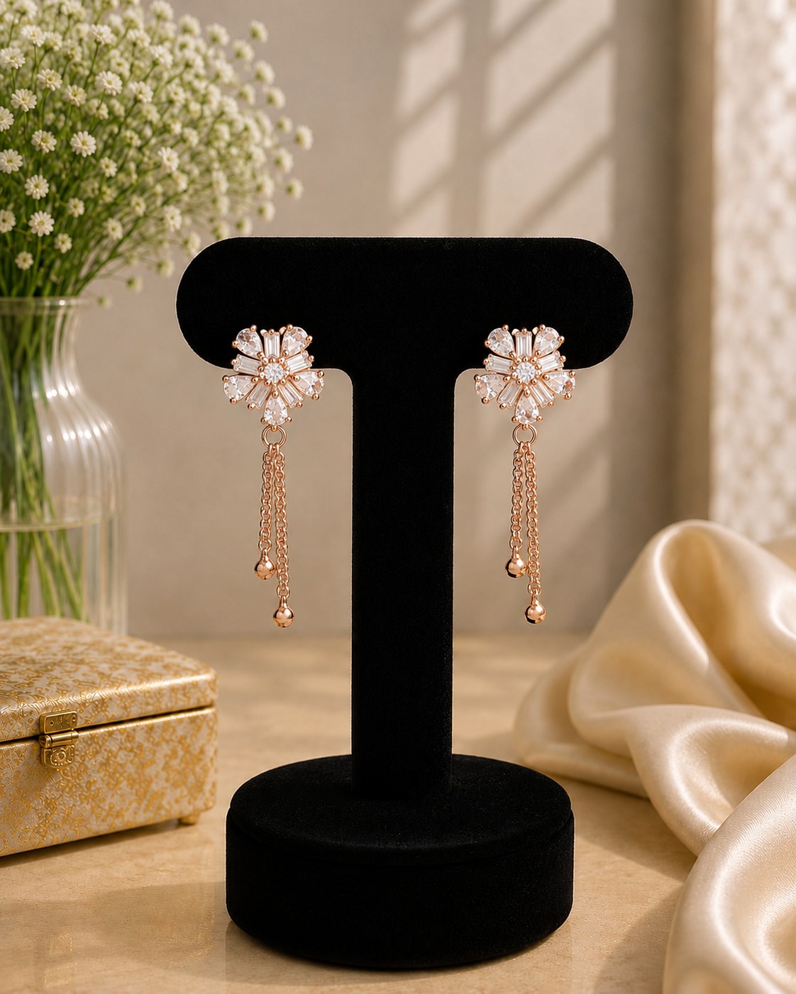 Floral Charm Dangle Earrings