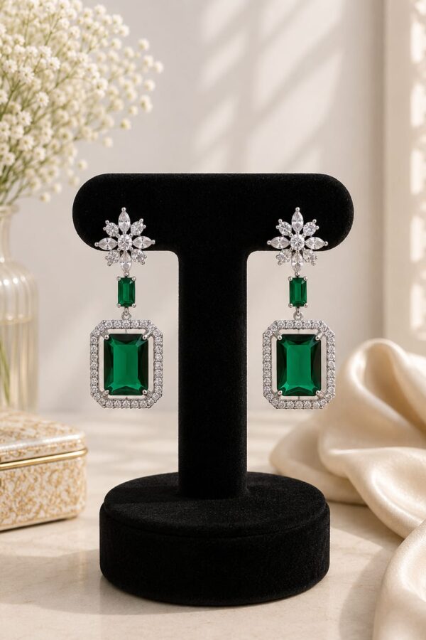 Green Crystal Drop Earrings