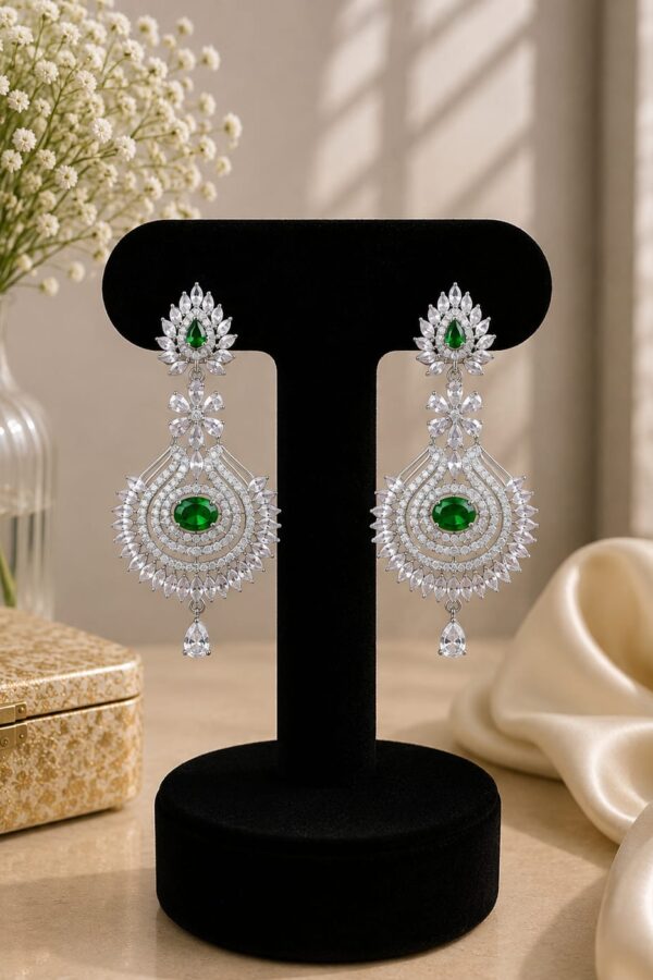 Green Floral Chandelier Earrings