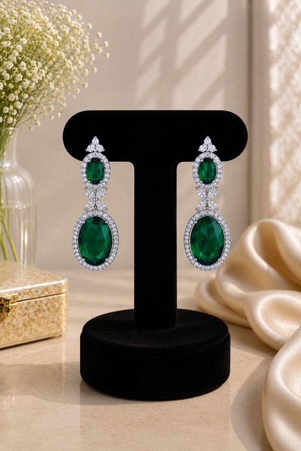 Green Oval Drop Earrings