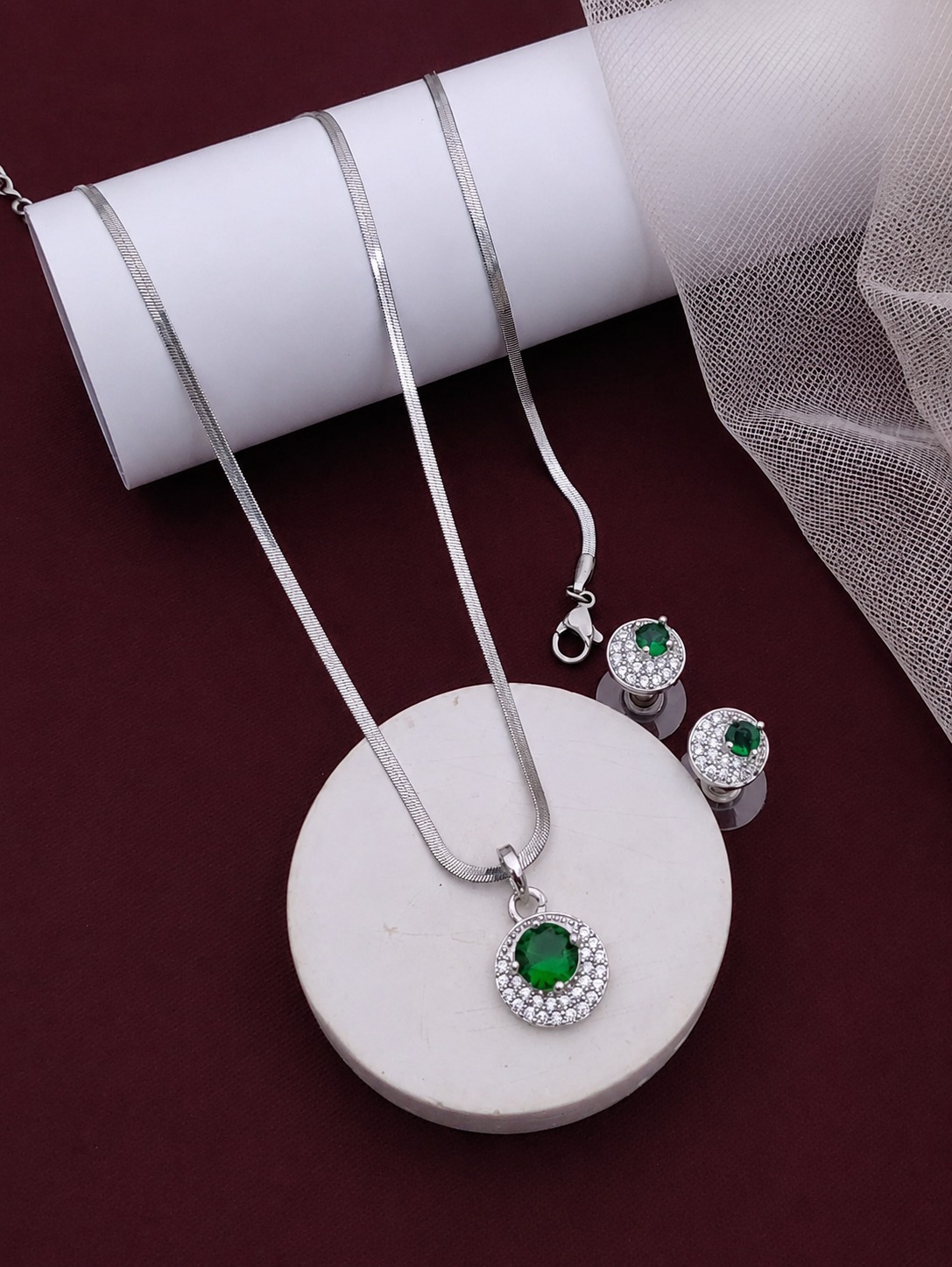 Green Stone AD Pendant Set