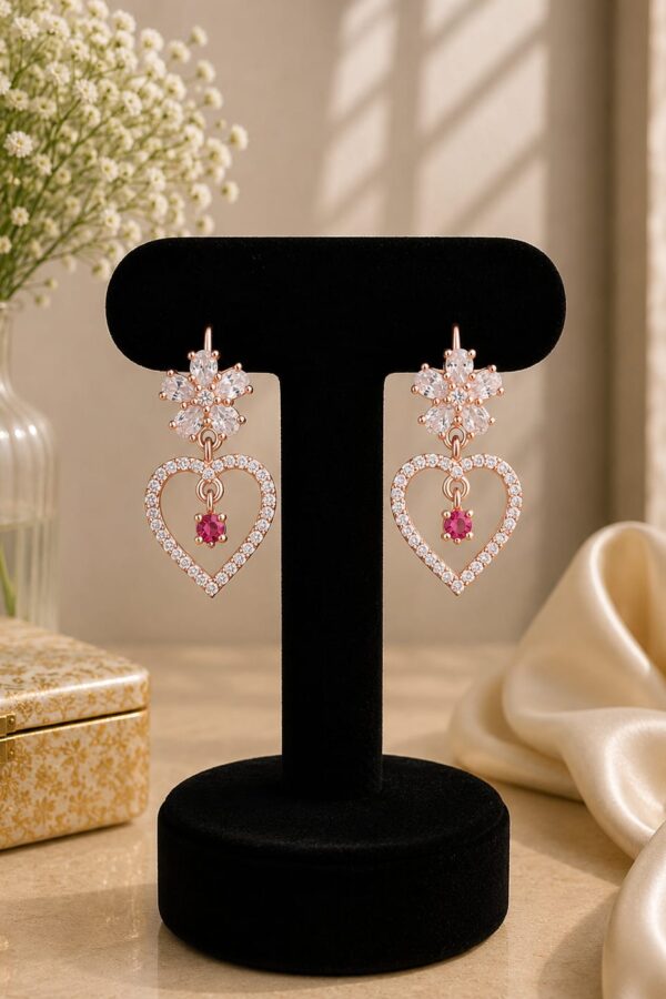 Heart Floral Drop Earrings