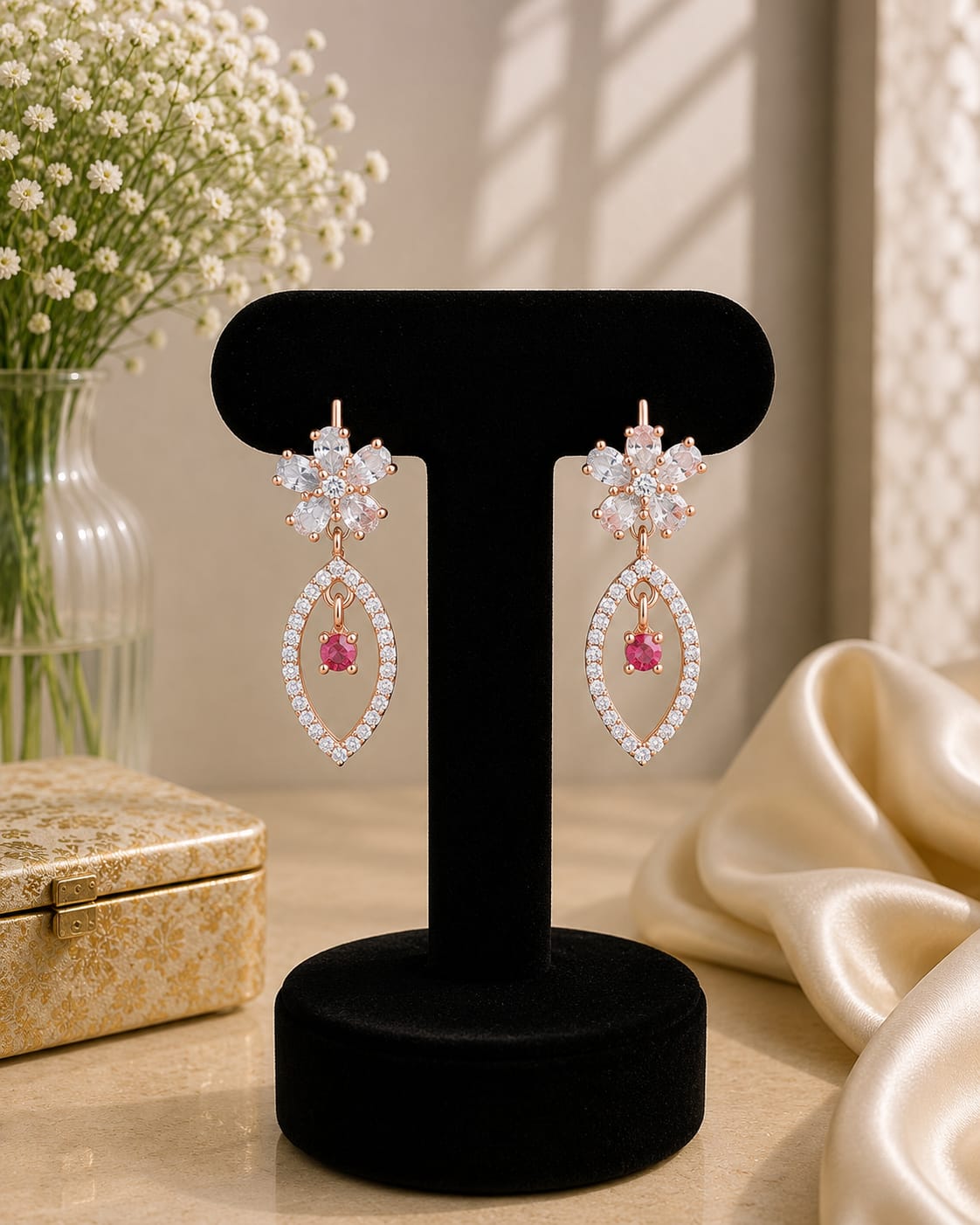 Leaf Floral Drop Earrings