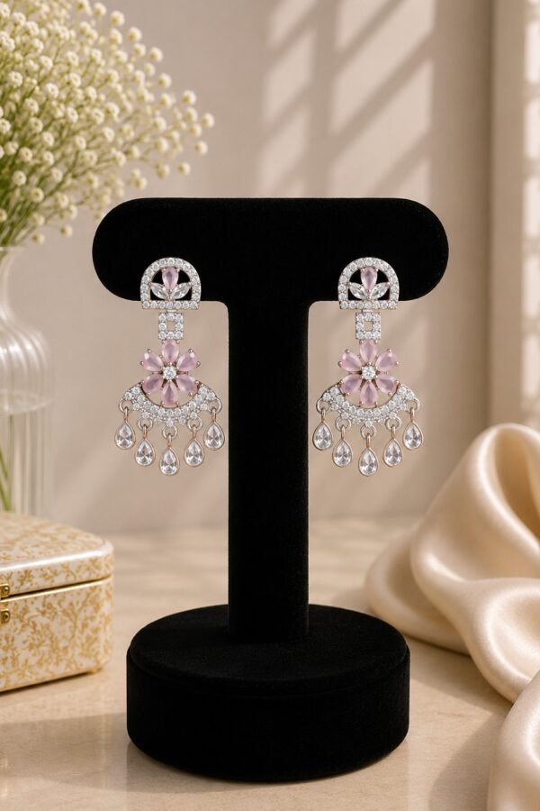 Mauve Crystal Chandelier Earrings