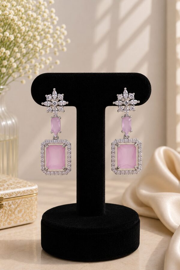 Mauve Crystal Drop Earrings