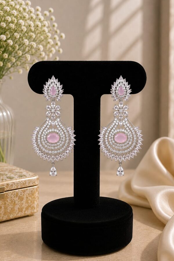 Mauve Floral Chandelier Earrings