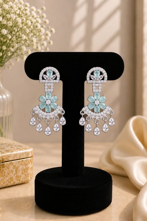 Muted Sage Crystal Chandelier Earrings