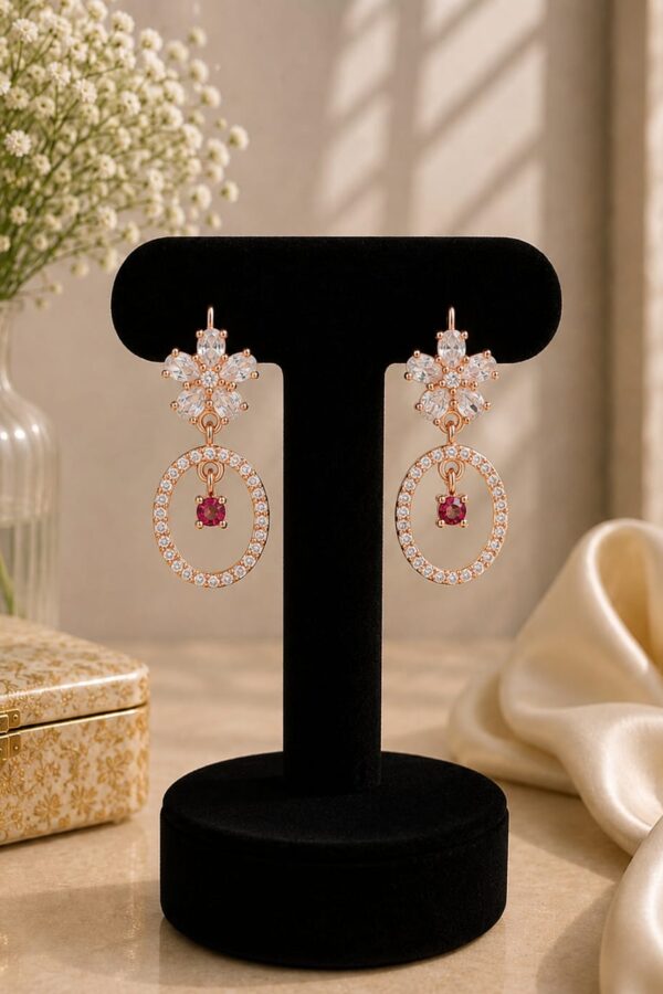 Oval Floral Drop Earrings