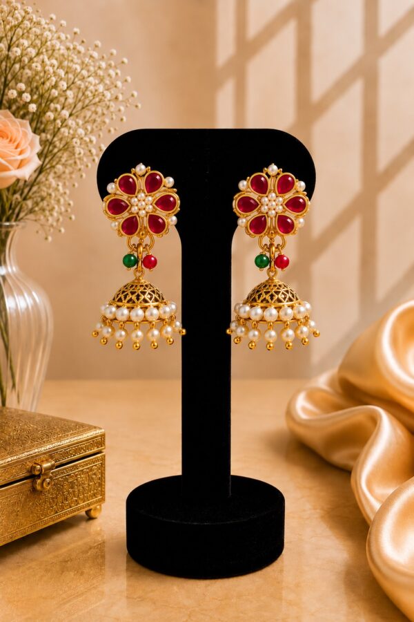 Pearl Floral Jhumka