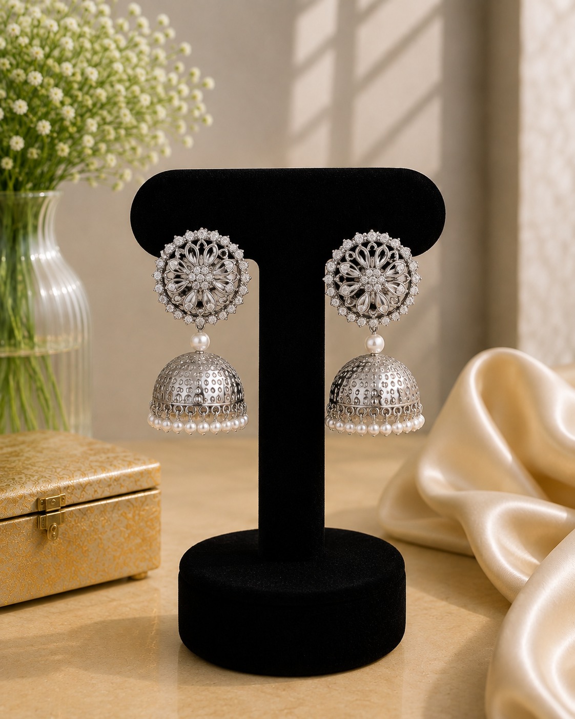 Pearl Jhumka Earrings