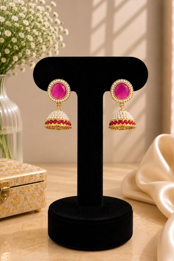 Pink Pearl Jhumkas