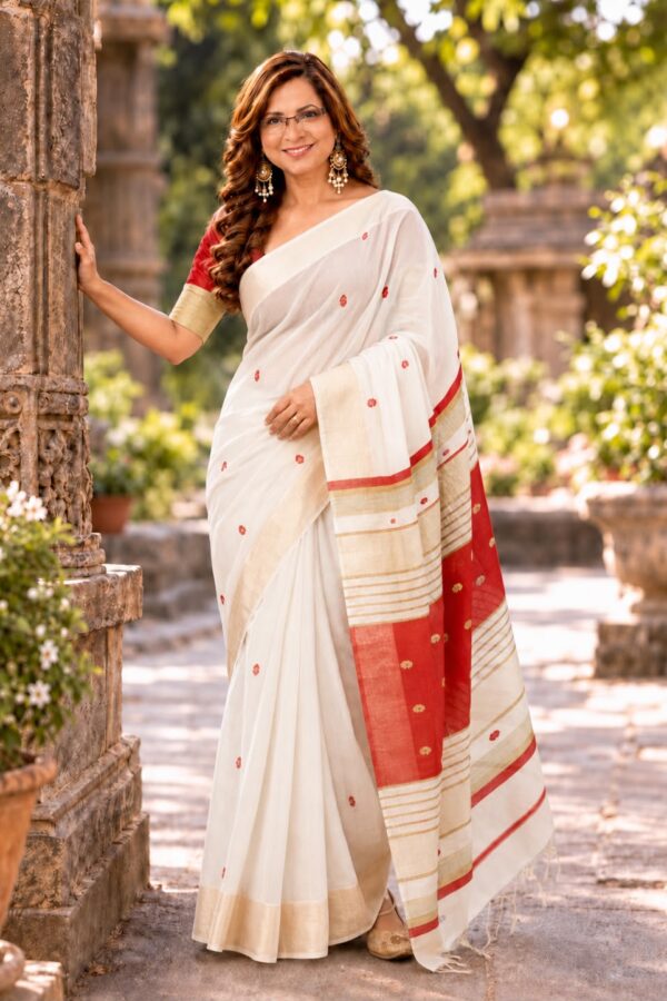 Premium Linen Floral Sareee