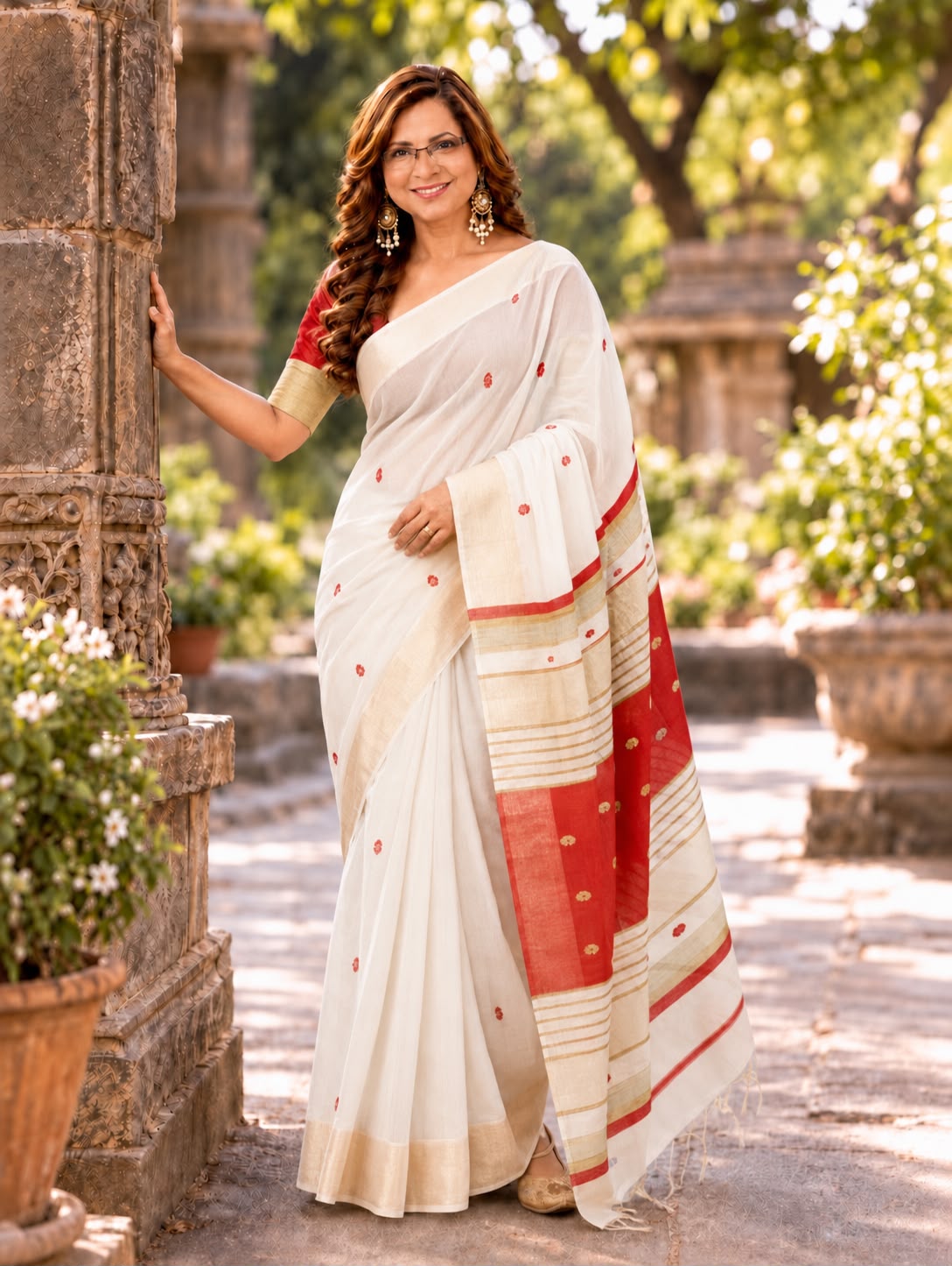 Premium Linen Floral Sareee